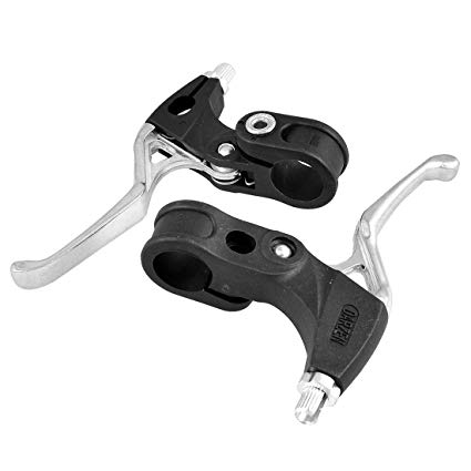 TOOGOO(R) Pair Bicycle Right Left Brake Levers Replacement Black Silver Tone