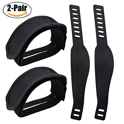 Fansport 2 Pairs Pedal Straps Exercise Bike Straps Plastic Nylon Bicycle Feet Straps for Fixed Gear Bike