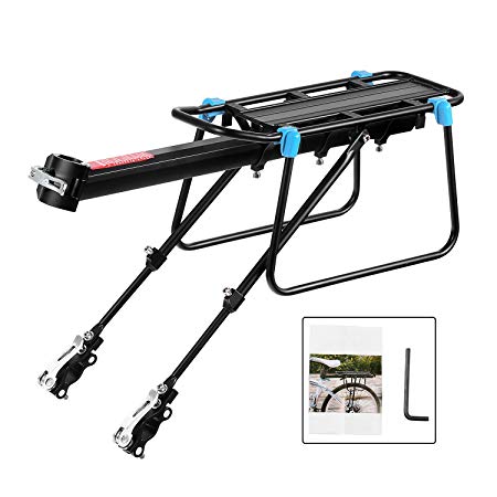 Bicycle Cargo Rack, Universal Adjustable Bike Carrier Rack Quick Release Luggage Cargo Rack Load 110 Lbs Bicycle Pannier Accessories with Reflector for 24