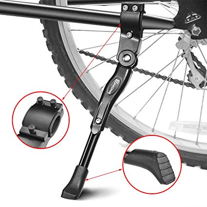 EKKONG Bike Kickstand, Adjustable Aluminium Alloy bicycle kickstand for 24”-26” Mountain Bike/BMX/MTB and 700C Road Bike