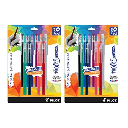 Pilot FriXion Ball Color Sticks Erasable Gel Pens 10/Pkg-Assorted Colors - (2) Total of 20 Count