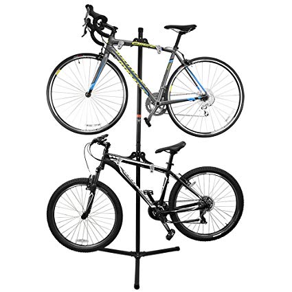 Ibera Adjustable Bicycle Stand For Two Bikes, Bike Hanger Rack for Garages or Apartments, Horizontal Mounting