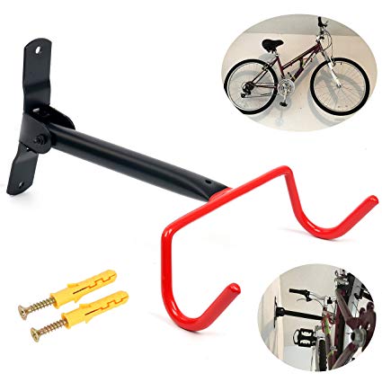 YaeTek Bike Wall Mount Rack Storage Hanger - Foldable Bicycle Holder Hook Folding Space Saver with Mounting Hardware for Garage to Dorm Room Good for Sport, Mountain, or Cruiser Bikes under 60 lbs