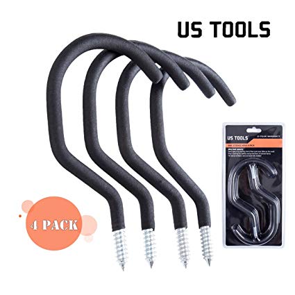 US TOOLS Bike Hooks Storage/Garage Hook Bike Hanger Bike Rack- Pack of 4 Bike Mount Hook Easy off Holder Wall Hooks for Bikes