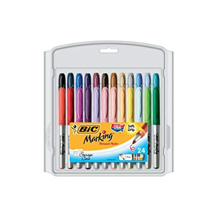 BIC Marking Permanent Marker Fashion Fine Point 24-Pack Clamshell Assorted